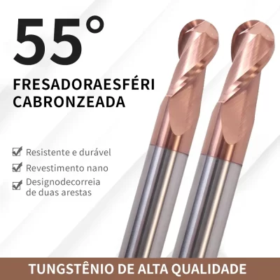 Augusttools hrc55 bola nariz fresa de carboneto de tungstênio fresa cnc roteador bit ferramentas de corte raio r0.5 r1 r2 r3 r5 r6