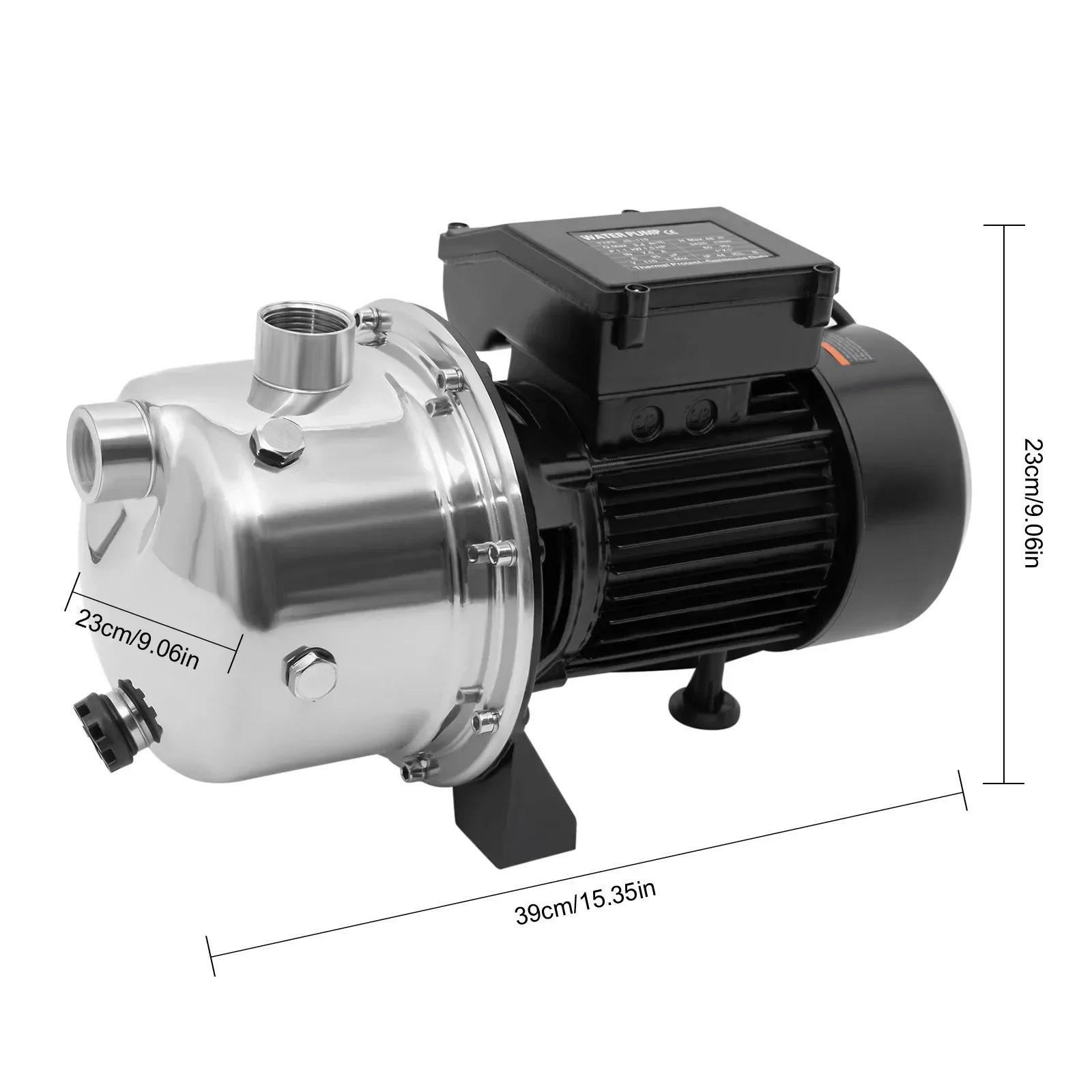 Shallow Well Pump1200 GPH Stainless Steel Sprinkler Booster Jet Pumps for Garden Lawn Irrigation System and Lake Fountain - Image 6