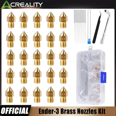 Bicos de Latão Creality Ender 3, 25 Peças 0,4mm Compatíveis com Ender 3 / V2 / Pro / Max, Ender 5 e Impressoras da Série CR-10