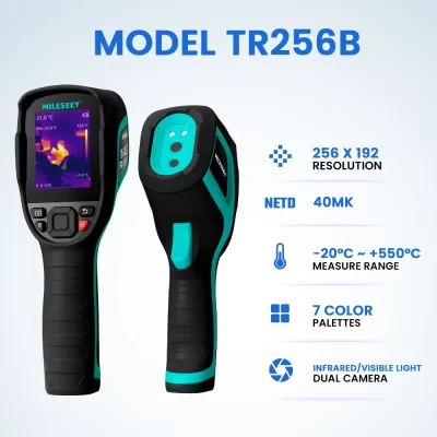 Câmera térmica de alta precisão Mileseey, resolução IR TR256B TR256E 256*192 50Hz, termovisor portátil para reparo HVAC
