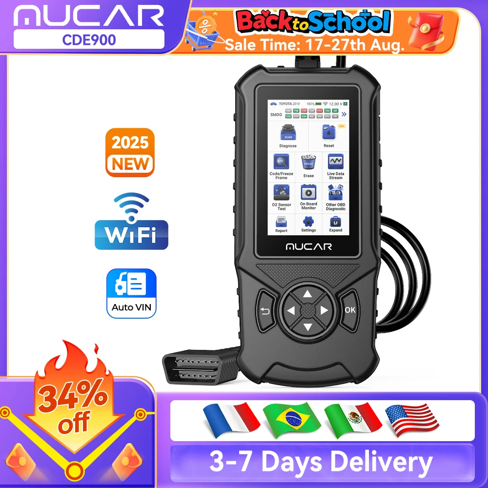 MUCAR CDE900/cde900 Pro/CDE900 Lite OBD2 Ferramenta de diagnóstico Auto Obd 2 Scanner Freio Airbag Transmissão Motor Sistema Diagnóstico Leitor de código cde900 32GB