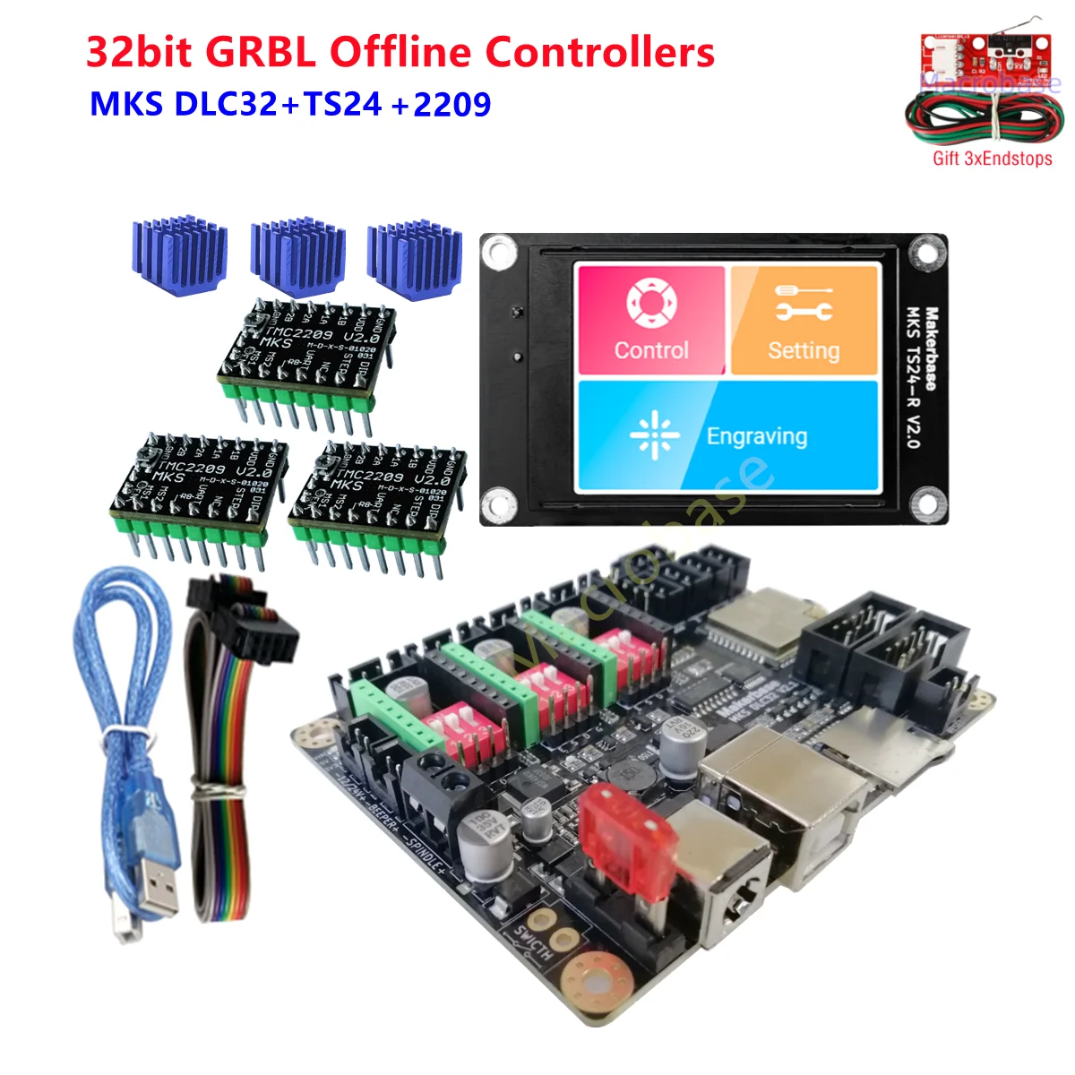 Cnc3018 pro 3020 max controlador offline grbl 32 bits cartão de controle mks dlc32 TS24-R tela sensível ao toque cnc mahine peças diy - Image 3