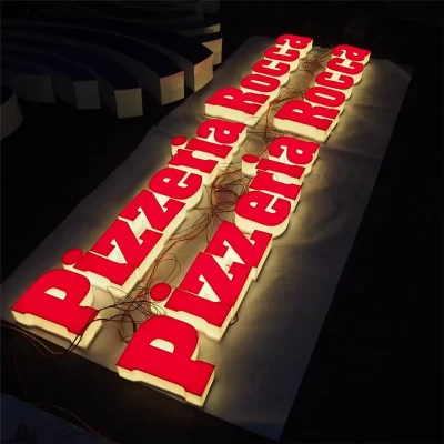 Letra de canal iluminada por led personalizada, letras com logotipo 3d ao ar livre, sinal de logotipo de loja de luz para letras led frontal, sinal de marca