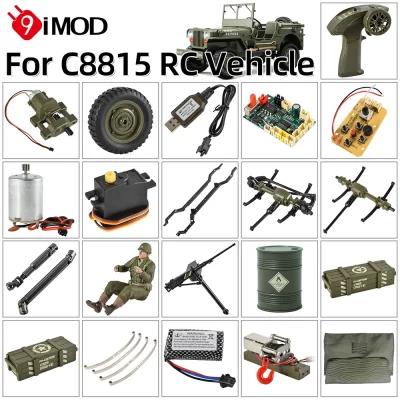 9imod c8815 rc peças de carro jeep acessórios originais fábrica pneus controle remoto motor placa recepção guincho eixo acionamento metal