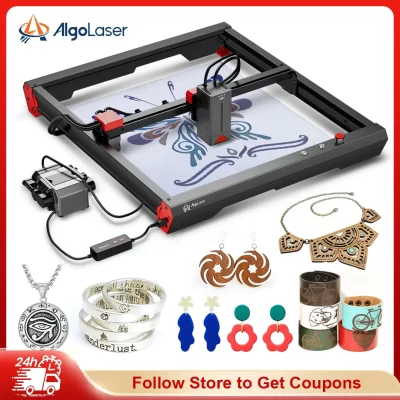 AlgoLaser Alpha 22W Máquina de gravação a laser com controle offline Máquina cortadora de gravação a laser para negócios DIY Logotipo Metal Madeira Vidro