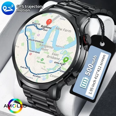 Lige novo 1.95 "hd tela extra grande gps ao ar livre esportes profissionais relógio inteligente das mulheres dos homens freqüência cardíaca bluetooth chamada smartwatches