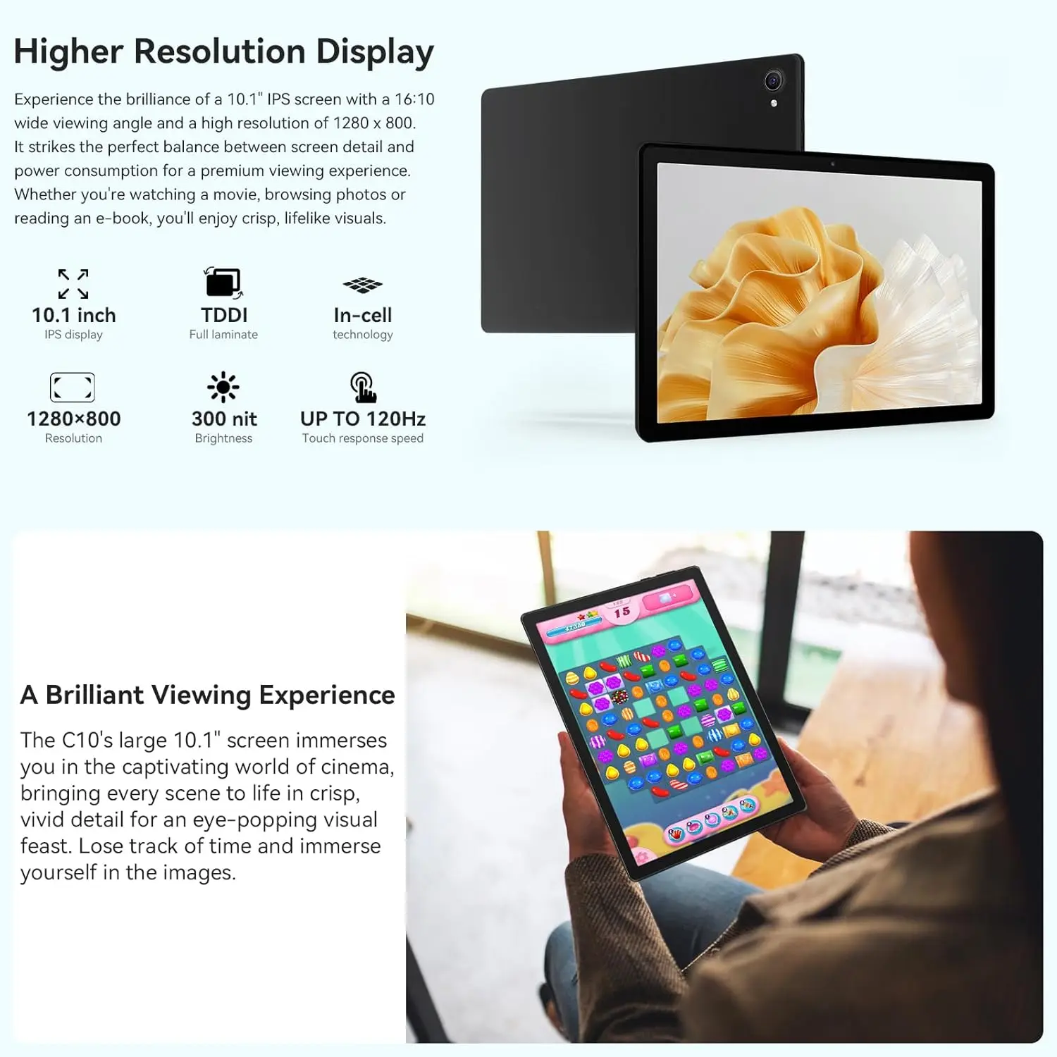 URAO 10 Inch Tablet Android 14 8GB(3+5 Expand) RAM 64GB ROM 1TB Expand 1280x800 IPS Screen 5000MAH Battery Dual Cameras WiFi 6 - Image 5