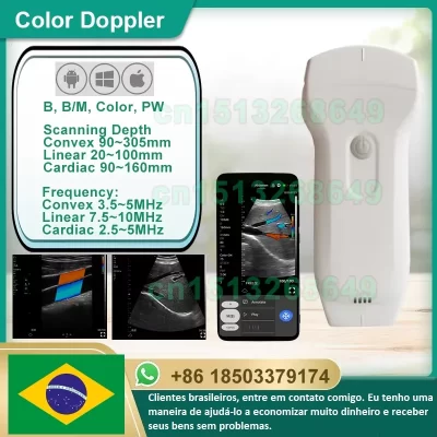 Sem fio ultra-som sonda 3-em-1 cabeças duplas para android ios windows systems128 elementos cor doppler sonda