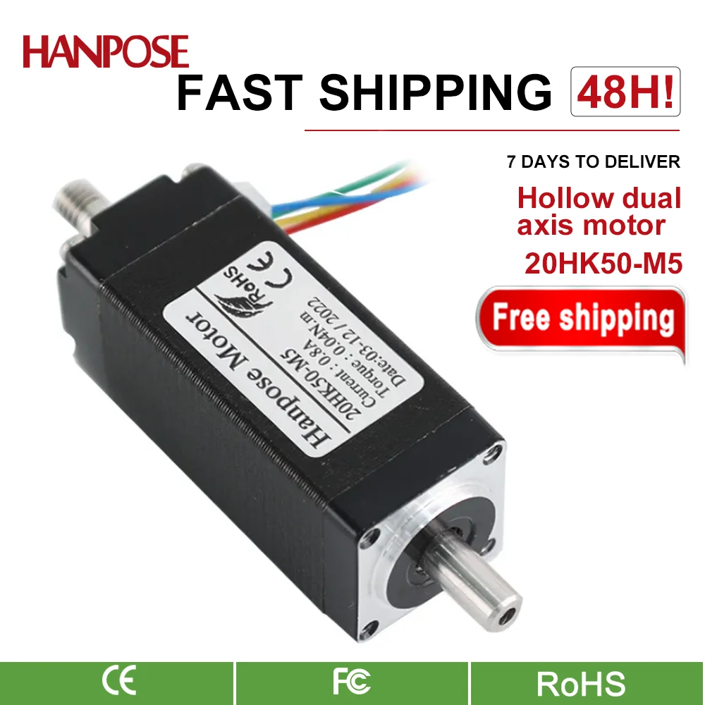 Motor de passo Nema8 20HK50-M5 0,8A 0,04N.M Motor de passo de eixo oco 2 fases 4 derivações através do motor para peças de impressora 3D