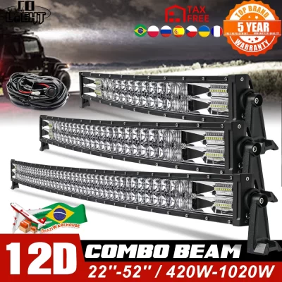 CO LIGHT 52" 12V 24V Offroad conduziu o feixe combinado do inundação do ponto da barra de luz 110000 Barra de luz de trabalho LED LM de 2 fileiras para carro 4WD caminhão SUV