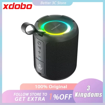 Xdobo 3 reinos alto-falantes sem fio 40w bluetooth subwoofer à prova dwaterproof água portátil alto-falante tf cartão aux usb com luz led personalizado