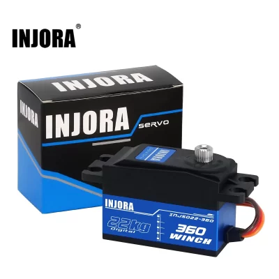 INJORA INJS022-360 22KG 360 ° Carretel de guincho servo escovado de baixo perfil de rotação para modelo de barco de carro de esteira RC