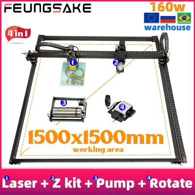 Grande máquina de gravação a laser para metal, router cnc para impressora de madeira, gravador a laser e cortador com rotativo, 160W