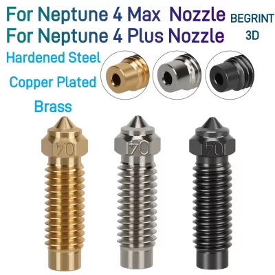 Para elegoo netuno 4max bocal de bronze banhado a cobre bocal de aço endurecido 0.2/0.4/0.6/0.8mm para netuno 4 plus peças de alta qualidade