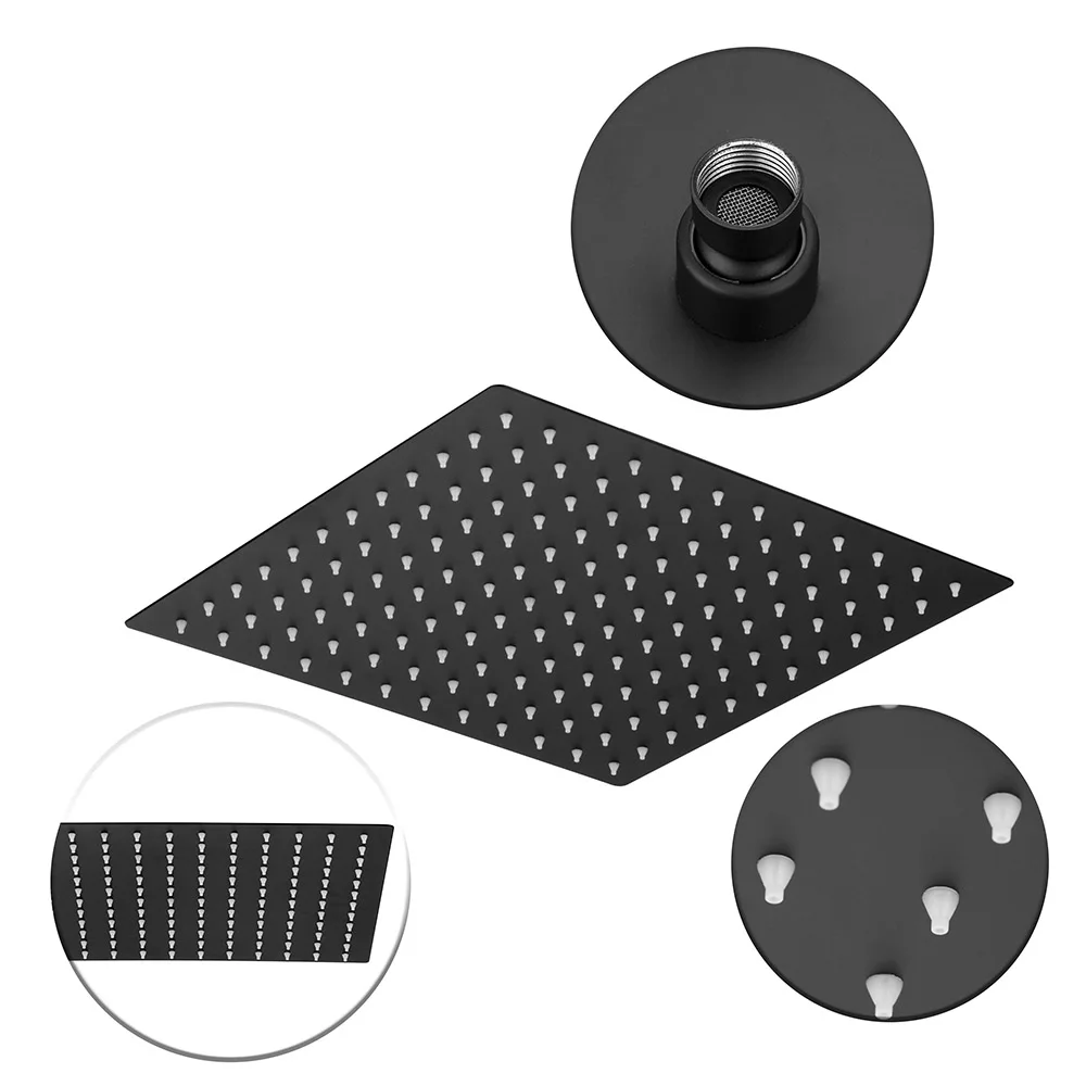 Ducha Chuveiro Quadrado Black/Preto 20x20 Inox C/Desviador - Image 2