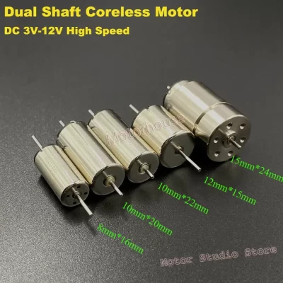 Mini eixo duplo Coreless Motor, de alta velocidade Micro motor elétrico, DIY RC Rail Train Toy, 816, 1020, 1022, 1215, 1524, DC 6V, 9V, 12V