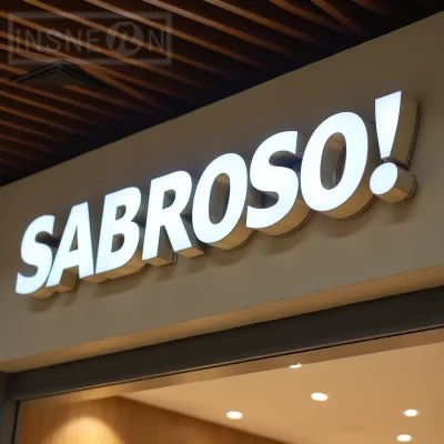 Letras de sinal de metal 3D com iluminação frontal LED personalizada para vitrine de negócios ao ar livre à prova d'água iluminada sinalização de publicidade