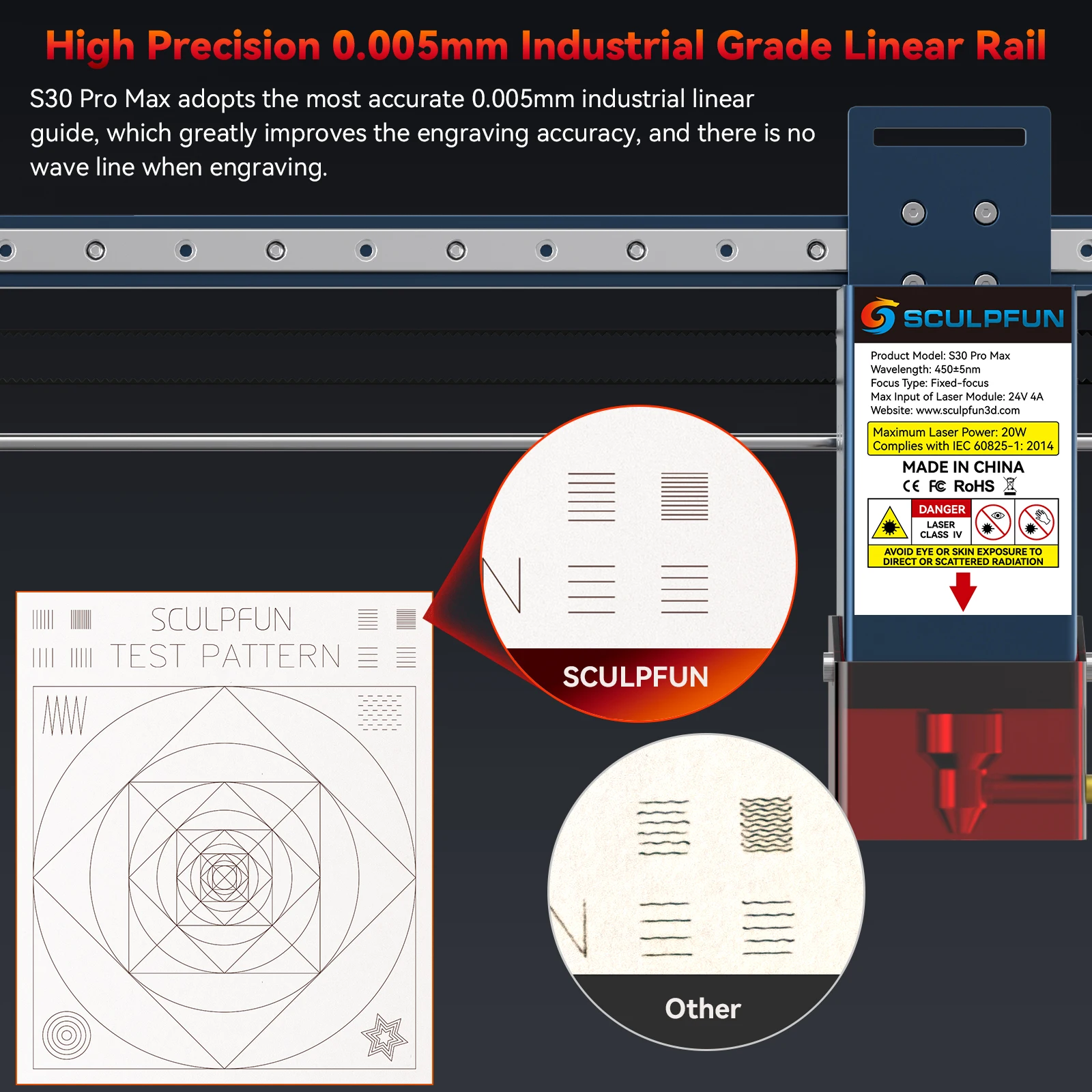 Sculpfun-Máquina de gravação a laser, Gravador a laser, Cortador com assistência automática a ar, Desktop DIY, S30 Pro Max, S30 Pro, S30 Pro, S30, 5W, 10W, 20W - Image 6