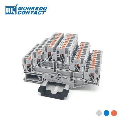 10Pcs PT 2.5-3L Din Rail Terminal Block Push-in Wiring Connector Triple Levels 2.5mm Electrical Cable PT2.5-3L