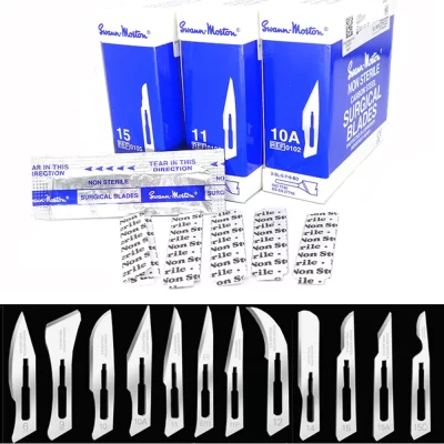 Lâmina cirúrgica de bisturi de aço carbono swann morton, borda dupla 11/15/12d para filme de celular, reparo pcb, ferramentas de corte diy com 10 peças