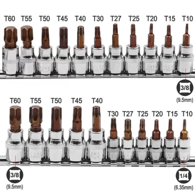 11 pçs 3/8 1/4 polegada unidade liga torx chave de fenda bits soquete bit T10-T60 ferramenta mão hex soquetes manga bocais porca driver conjunto