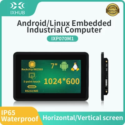 IXHUB 7Inch Embedded Industrial Tablet Computer Panel PC IP65 Waterproof HMI IPS Capacitive Touch Screen Android Ubuntu Linux