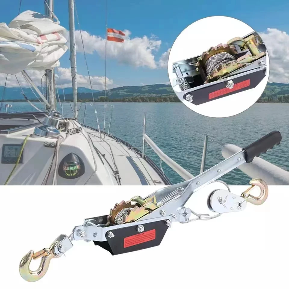 2 Ton Wire Rope Ratchet Hand Power Puller Tighten Tool Steel Cable Gear Winch Mini Manual Tightener - Image 4