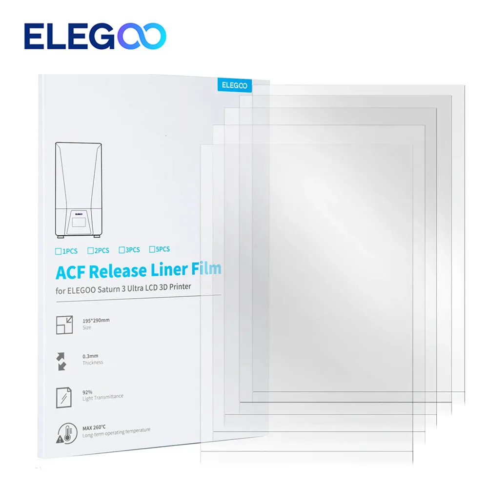 ELEGOO-ACF Release Films Set, Peças Impressora 3D, Filamento Filamento, SATURN 3 Ultra MSLA, 0,3 milímetros de Espessura, 5PCs - Image 2