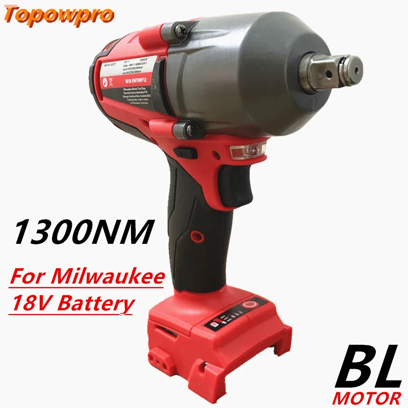 Apto para milwaukee 18v bateria 1300nm grande torque chave sem fio sem escova chave de impacto elétrica reparação ferramentas elétricas carro caminhão