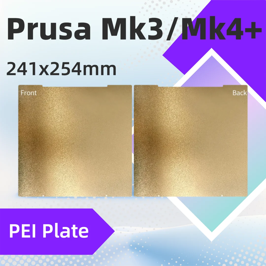 Energético prusa i3 mk3 + peças 241x254mm dupla face texturizada pei mola flexível chapa de aço plataforma magnética prusa mk4