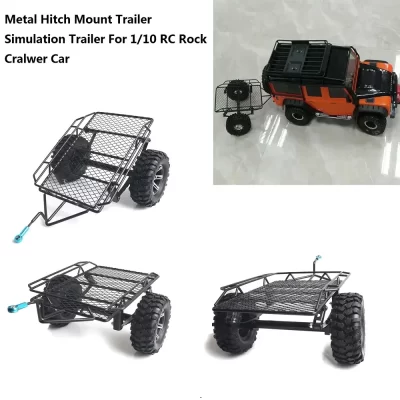 Reboque de simulação de reboque de montagem de engate de metal para 1/10 rc rock cralwer carro axial scx10 traxxas trx4 tamiya cc01 d90 carros funil
