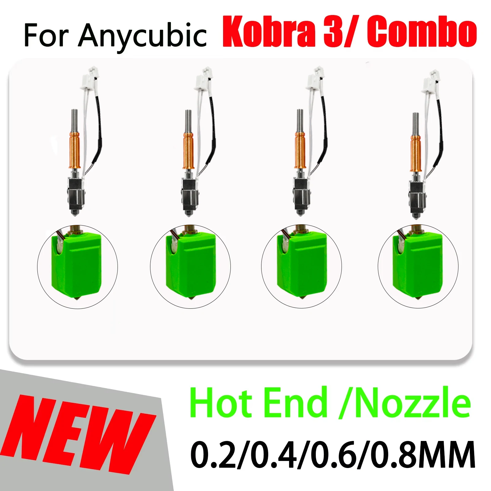 Upgraded Hotend kit For Anycubic Kobra 3 Bi metal Heatbreak 24V 60W Ceramic Hot End Thermistor Nozzle For Anycubic Kobra 3 V2