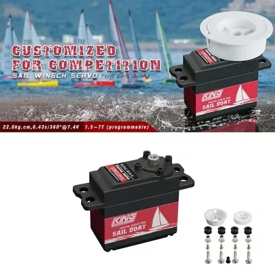 Kingmax sw22hv 68g 22kg.cm engrenagens digitais de metal vela guincho servo 1.5-7t rolamentos de esferas duplos programáveis à prova d'água para barcos rc