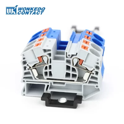 PT16 Din Rail Push-In Terminal Block, 16mm² Electrical Feed-Through Cable Plug Screwless Terminal Strip Wire Connector PT-16