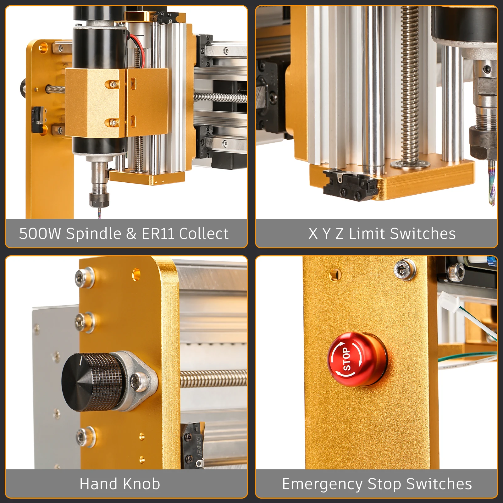 3018 Pro Ultra CNC Router 500W Todo em Metal Máquina de Gravador Interruptor de Limite E-Stop com GRBL Offline para Metal, Madeira, Acrílico, PCB MDF - Image 3