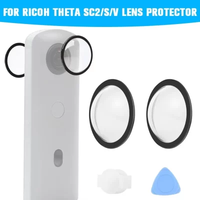 Para ricoh theta sc2/s/v tipo colado proteção de lente vidro panorâmico câmera lente capa protetora caso acessórios da câmera
