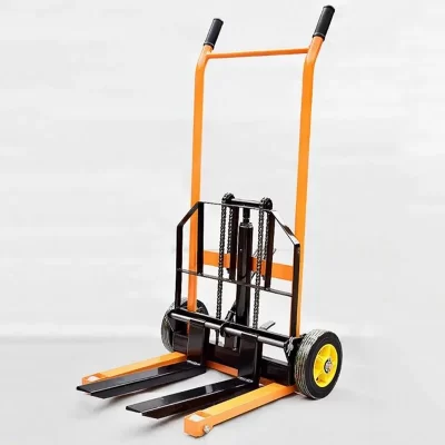 Empilhadeira hidráulica pequena manual, guindaste empilhador manual, empilhadeira leve para caminhão de carga e descarga doméstica, 200kg
