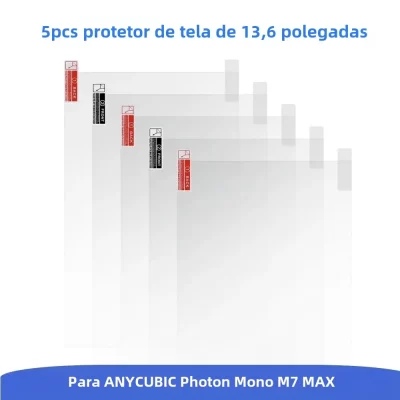 5 Unidades Película Protetora Anti-Risco para Anycubic Photon Mono M7 Max 13,6 Polegadas - Acessórios para Impressoras 3D de Resina LCD