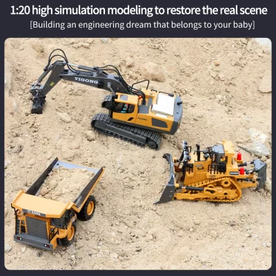 RC Excavator Children Toys Remote Control Excavator Toys Kids Radio Control Dump Truck Bulldozer Electric Car Toys Gift ﻿