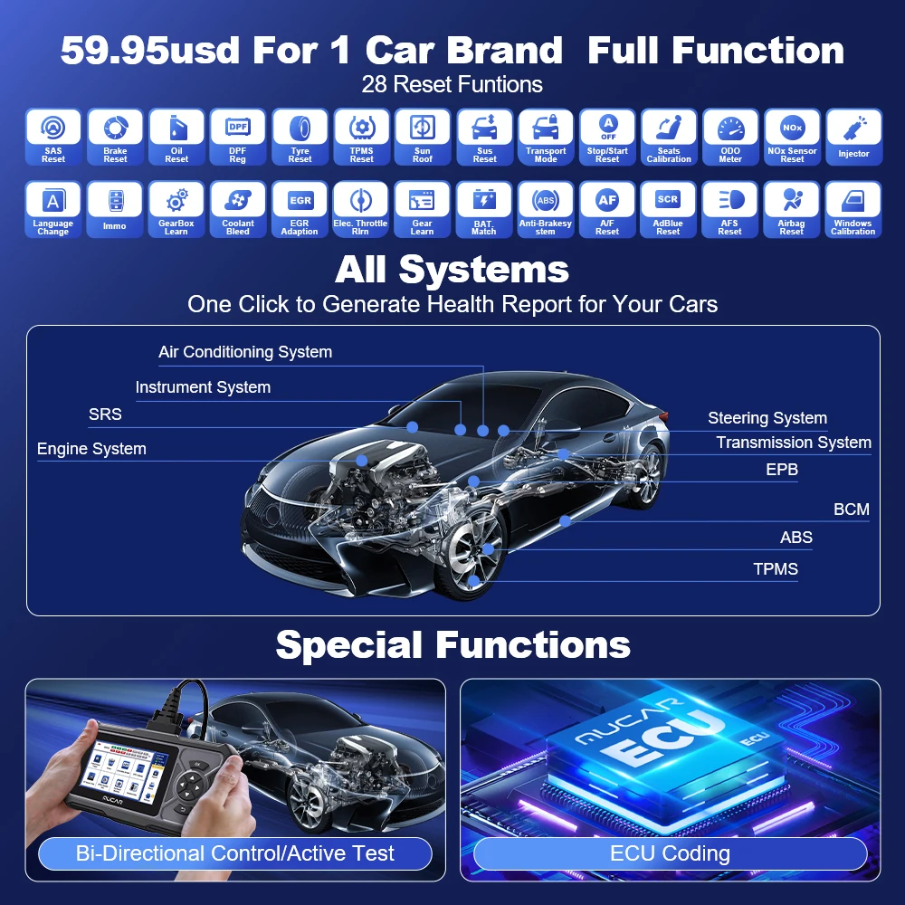 Mucar cde900 pro obd2 ferramenta de diagnóstico 4 sistema diagnóstico ecm tcm abs srs scanner automotivo leitor código carro obd 2 scanner - Image 4