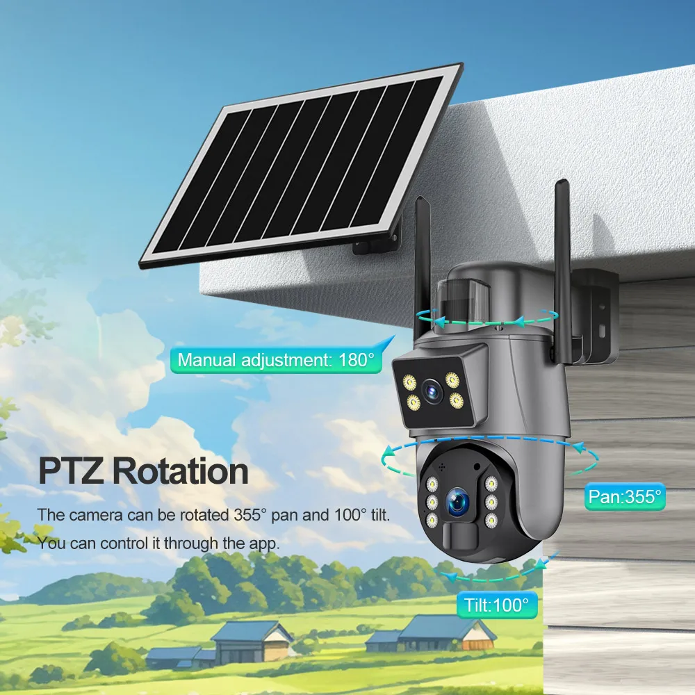 Câmera solar Ubox 4G LTE 8MP Câmera de segurança WiFi externa com tela dupla e rastreamento automático 360 ° Movimento PIR de visão noturna colorida com visão ao vivo - Image 6