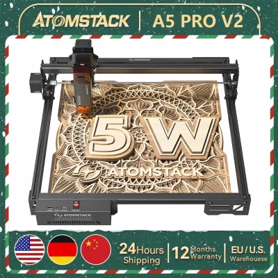 Atomstack a5 pro v2 máquina de gravação a laser 40w diy cnc cortador de gravador a laser proteção para os olhos fix-foco artesanal grande 410*380mm