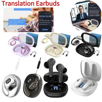 Fones de ouvido de tradução tradutor de voz em tempo real para 138 idiomas AI inteligente sem fio Bluetooth tradutor fone de ouvido para viagens