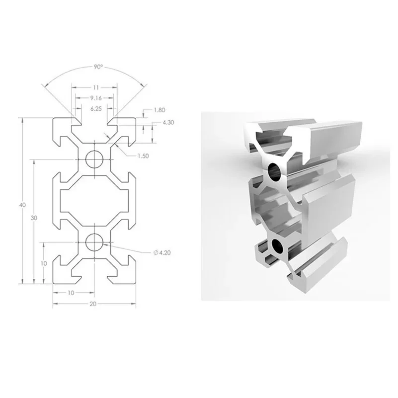2 peças openbuilds 2040 v-slot perfil de alumínio 100mm-550mm extrusão de alumínio preto/prata 20x40mm para peças de impressora 3d cnc - Image 2