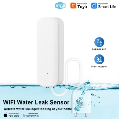 Sensor de alarme de vazamento wi-fi/zigbee, detector de vazamento de inundação de água, alerta de água, sistema de segurança de alarme de transbordamento, aplicativo tuya, controle remoto