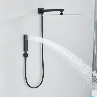 Cabeça de chuveiro minimalista e chuveiro de mão banheiro quadrado fino spray superior fixado na parede chuveiro de mão