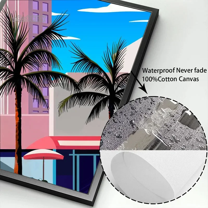 Japão praia cidade verão arte da parede cartazes impressões hiroshi nagai vaporwave pintura em tela fotos de parede nordic sala estar decoração - Image 6