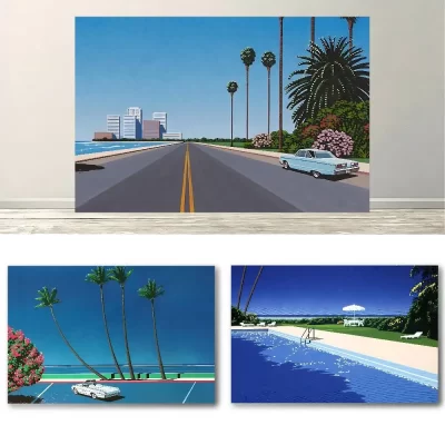Hiroshi nagai vaporwave japão praia decoração fundo fotografia festa quarto sala de estar decoração tiro fundo