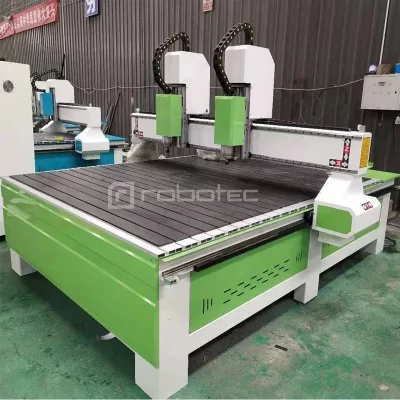 Router CNC  2020 robottec cnc roteador 4 eixos cabeças duplas 1325 1530 cnc roteador máquina de corte rotativo madeira mach3 fresadora cnc