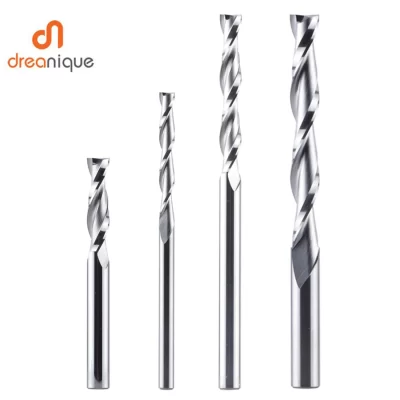 Dreanique 1pc up corte fresa de carboneto sólido 3.175 4 6 8mm 2 flauta espiral roteador bit carboneto fresa madeira mdf